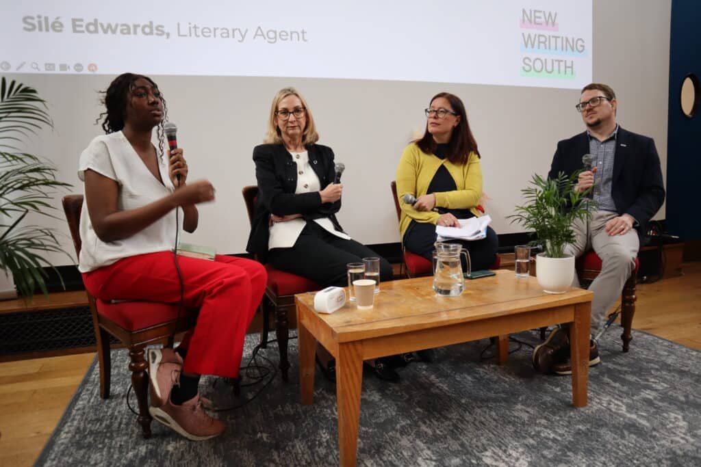 Publishing Industry Day Rights of Writer Panel 2025. Sile Edwards, Barbara Hayes, Anna Ganley, and John Sailing