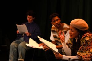 Three diverse actors show emotion in reading