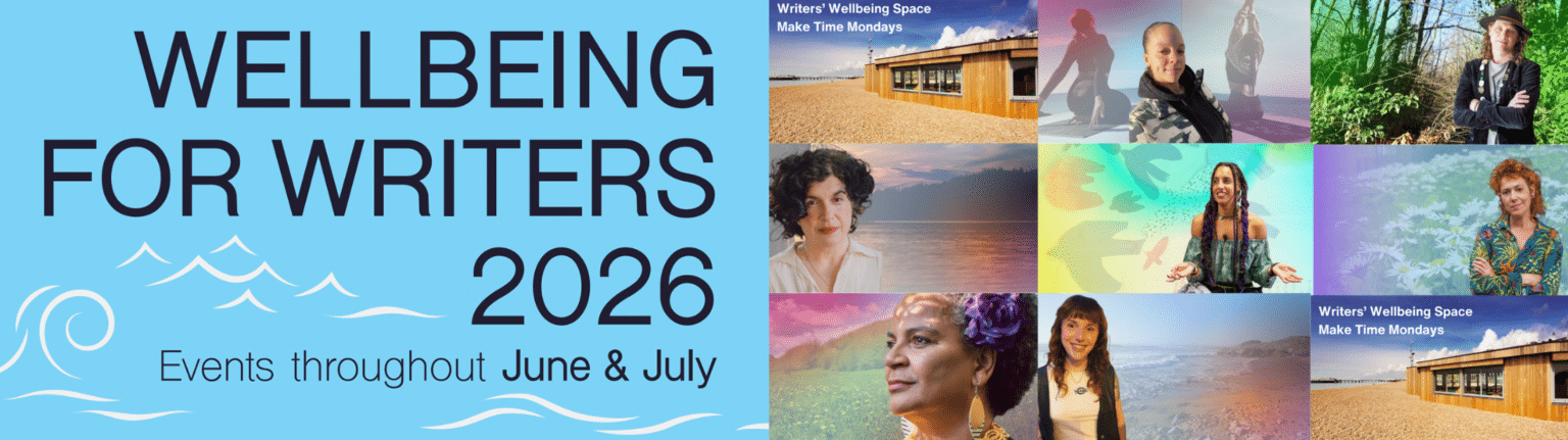 Wellbeing for Writers 2026 image description: composite image of events in this year's Wellbeing for Writers